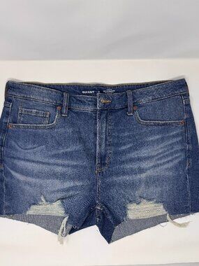 Old Navy OG Straight Distressed Jean Shorts Cut-Off Denim Size 16 Like New